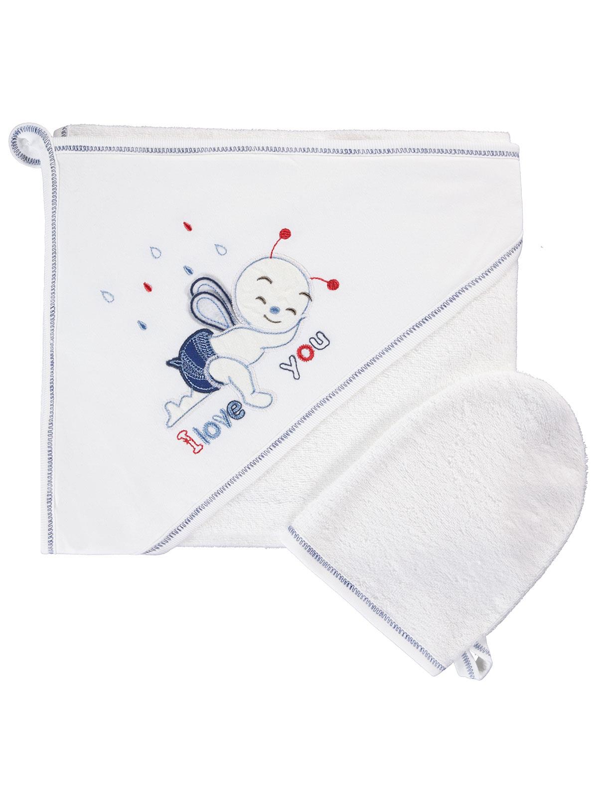 Mınıdamla Arı Nakslı Kurulama Keselı Havlu - Beyaz