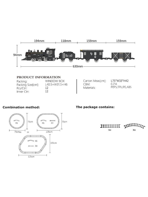 Vardem Oyuncak Işıklı ve Sesli Buhar Çıkartan 15 Parça Tren Set