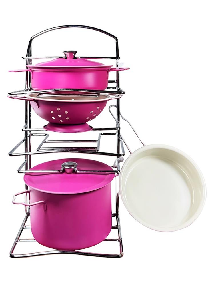 Vardem Emaye Raflı Tencere Tava Set 7 Parca