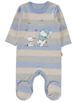 Minidamla Tavşanlı Ayı Nakışlı Çizgili 0-1 Ay Tulum - Mavi