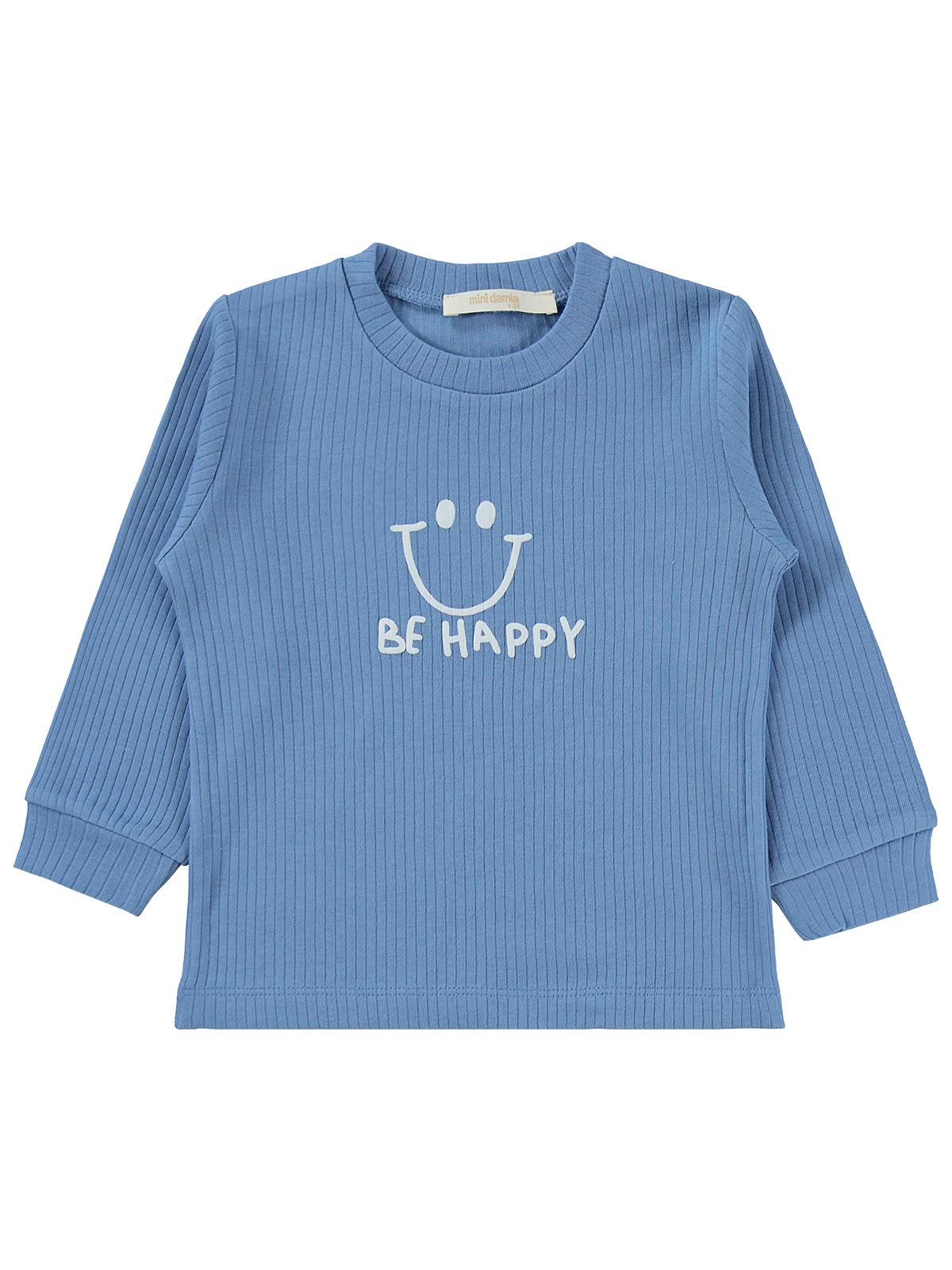 Minidamla Gülen Yüz Baskılı 1-7 Yaş Pijama Takımı - Yeşil