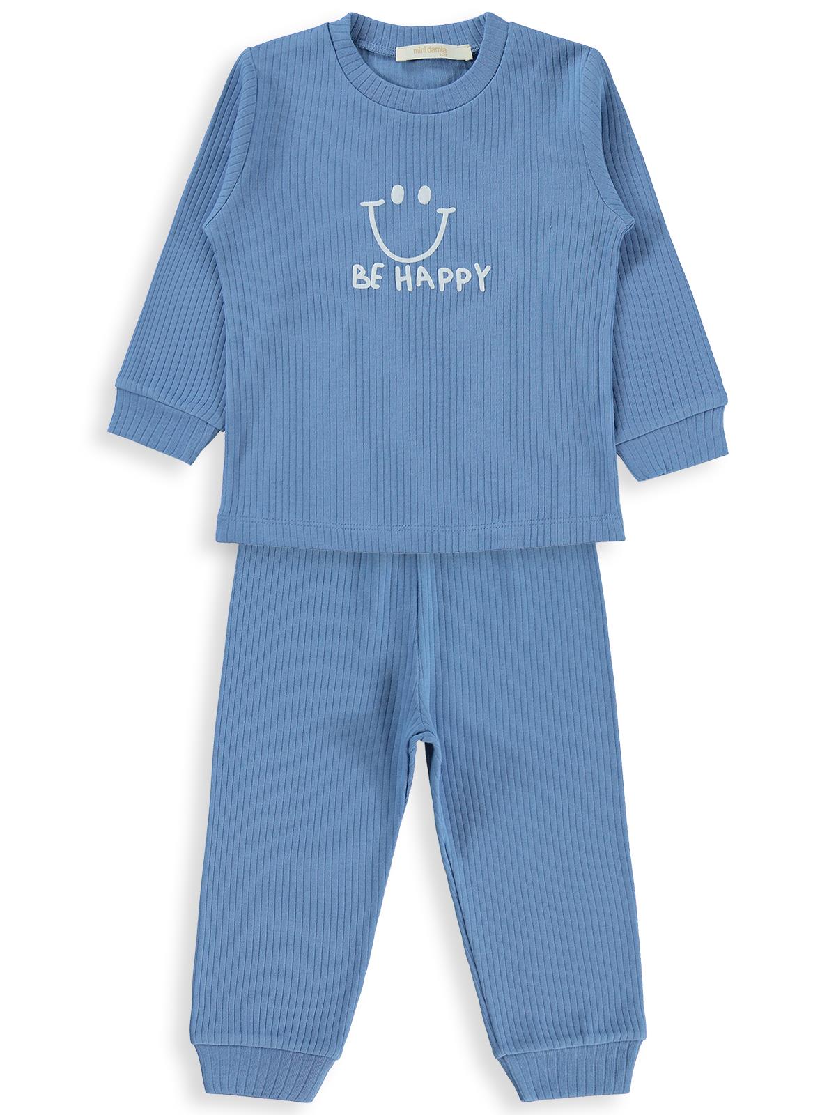 Minidamla Gülen Yüz Baskılı 1-7 Yaş Pijama Takımı - Yeşil