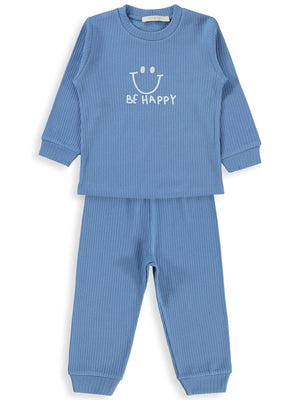 Minidamla Gülen Yüz Baskılı 1-7 Yaş Pijama Takımı - Yeşil