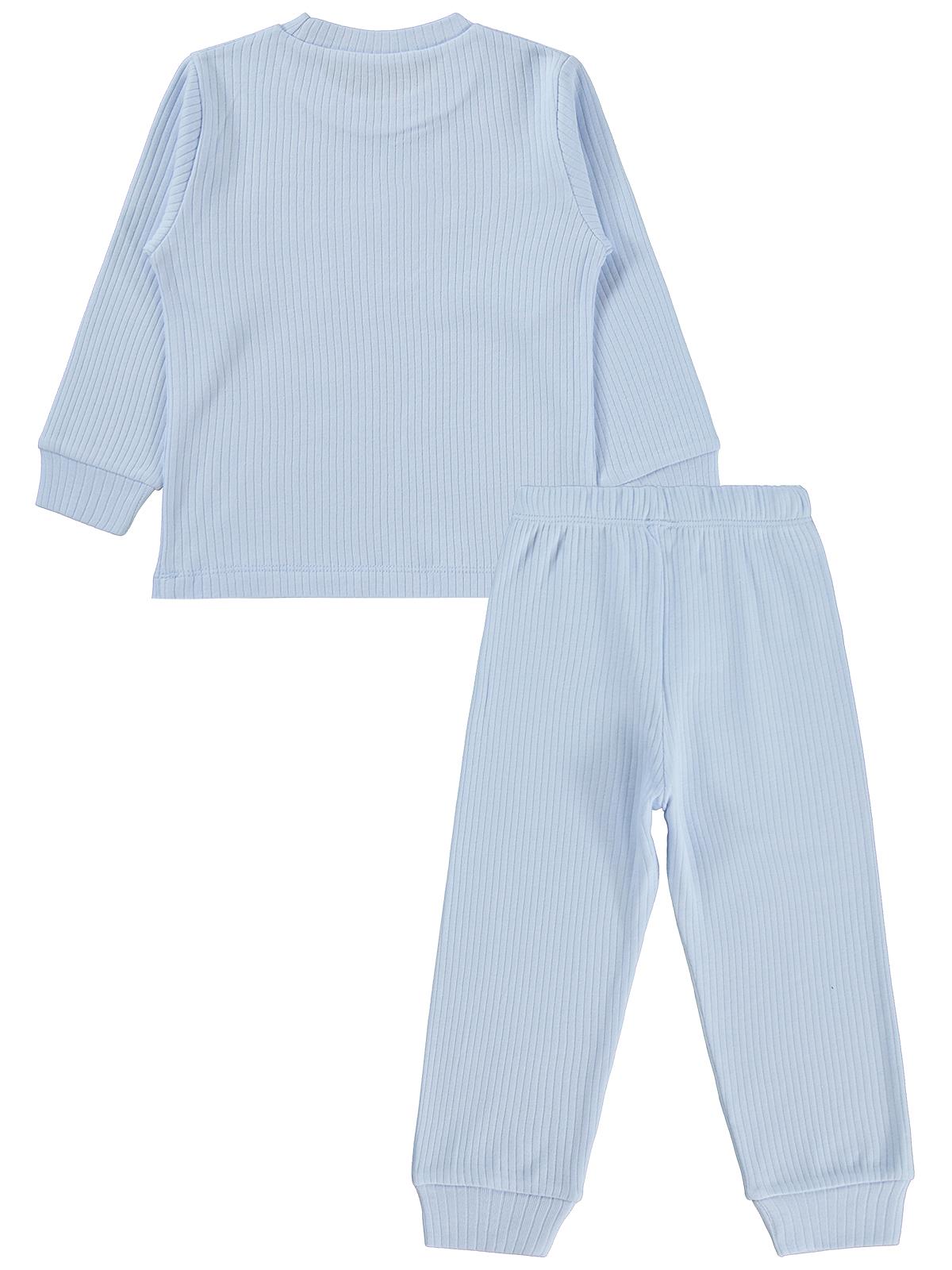 Minidamla Gülen Yüz Baskılı 1-7 Yaş Pijama Takımı - Mavi