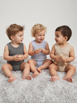 Minidamla Askılı Basic 3'lü set 1-18 Ay Çıtçıtlı Badi - Mavi