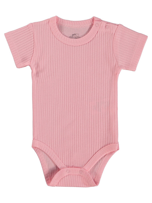 Minidamla Kısa Kol Basic 3'lü set 1-18  Ay Çıtçıtlı Badi - Pembe