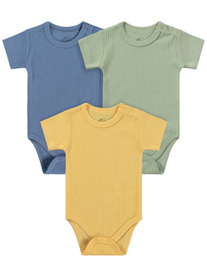 Minidamla Kısa Kol Basic 3'lü set 1-18  Ay Çıtçıtlı Badi - Mavi