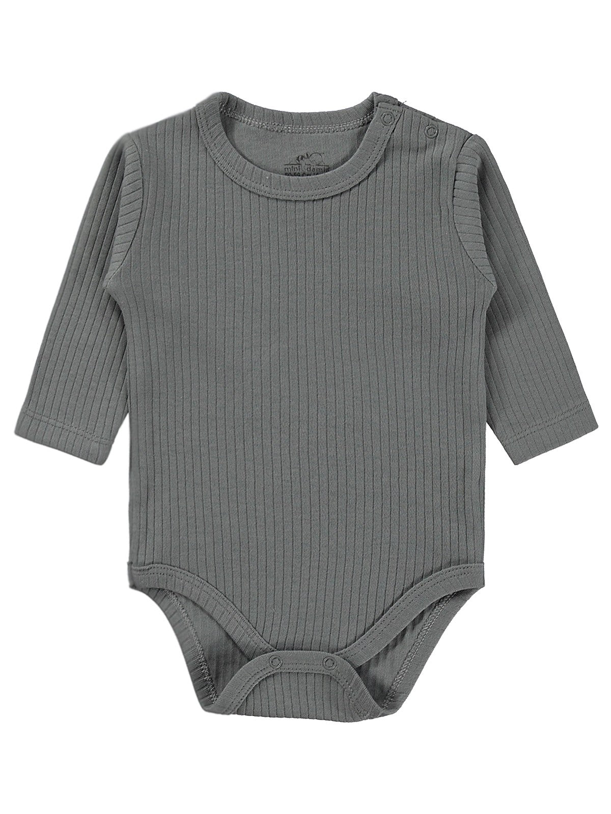 Minidamla Uzun Kol Basic 3'lü set 1-18 Ay Çıtçıtlı Badi - Mavi