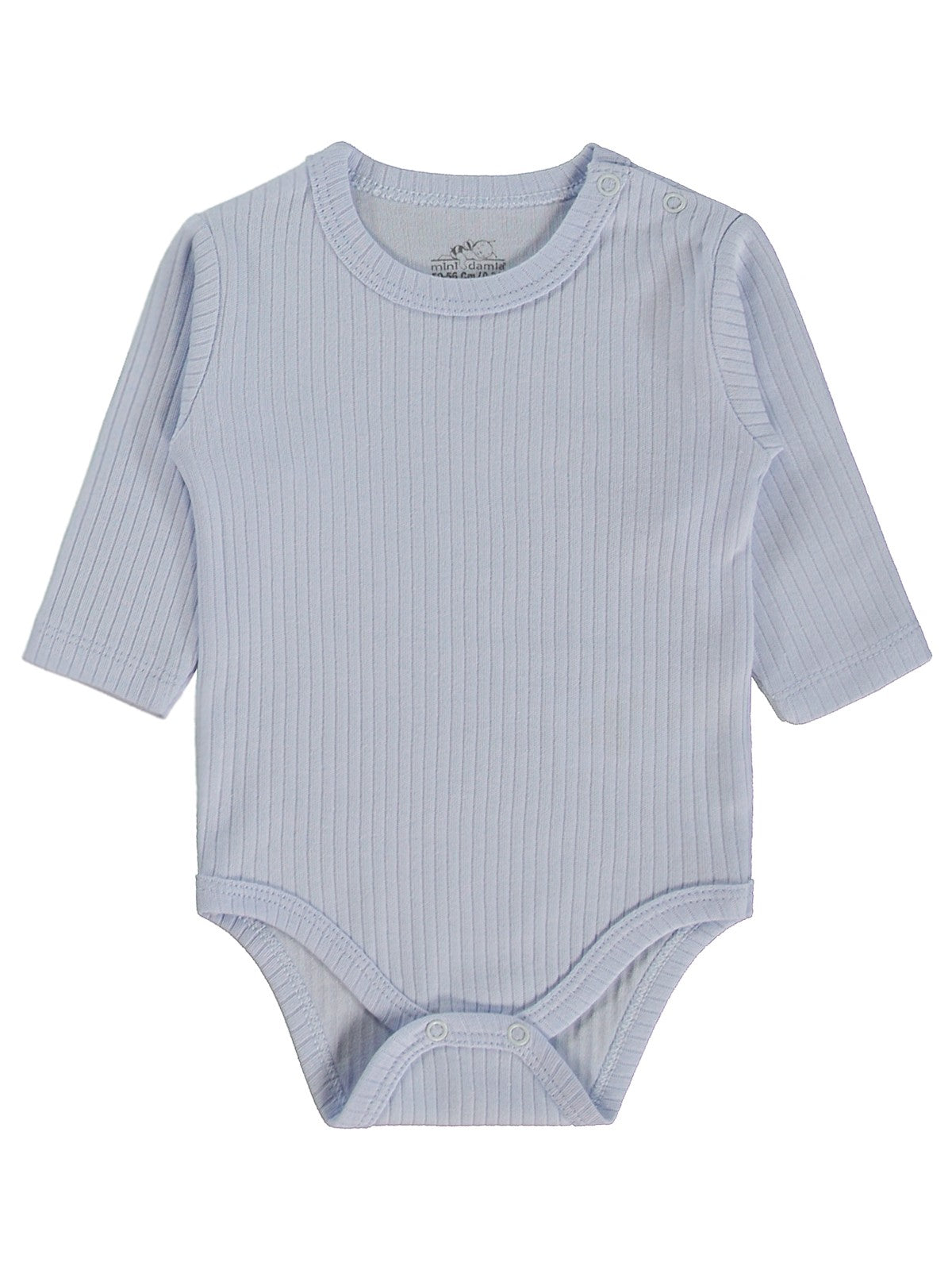 Minidamla Uzun Kol Basic 3'lü set 1-18 Ay Çıtçıtlı Badi - Mavi