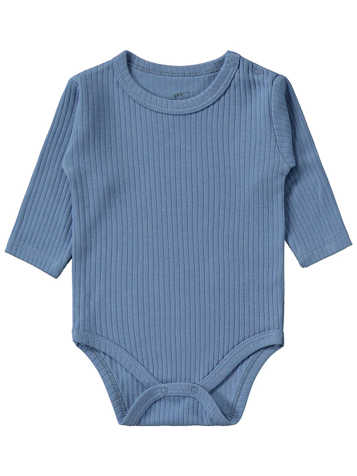 Minidamla Uzun Kol Basic 3'lü set 1-18 Ay Çıtçıtlı Badi - Mavi