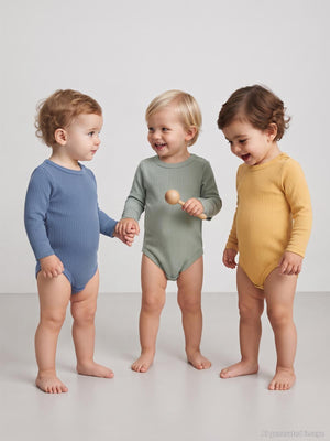 Minidamla Uzun Kol Basic 3'lü set 1-18 Ay Çıtçıtlı Badi - Sarı