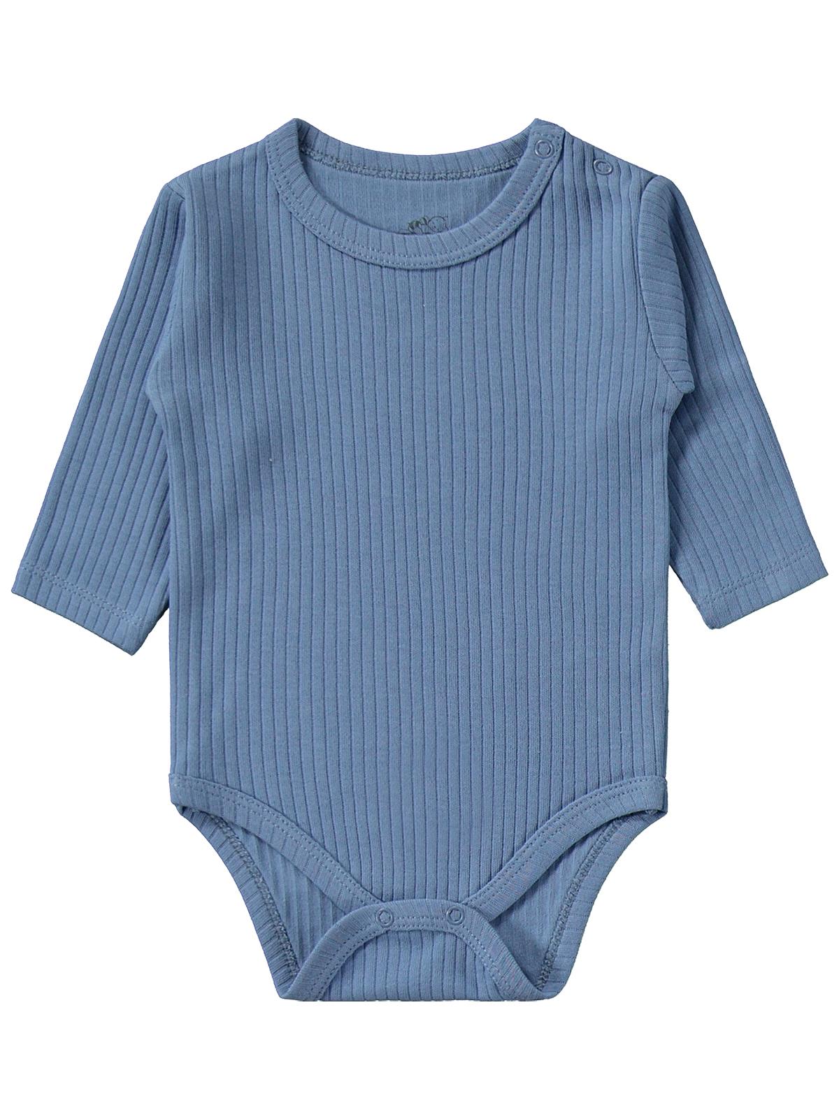 Minidamla Uzun Kol Basic 3'lü set 1-18 Ay Çıtçıtlı Badi - Mavi