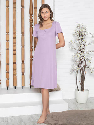 Limissi Pervazlı Atlet Yaka  Pijama Takımı - Lila