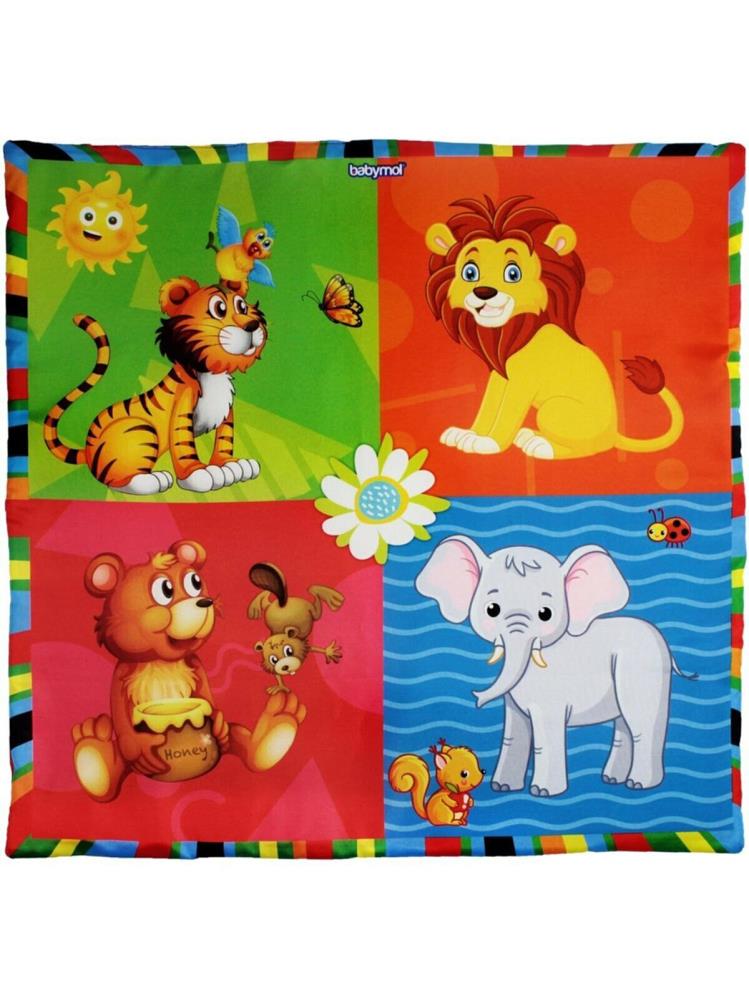 Babymol Neşeli Hayvanlar Oyuncaklı Oyun Minderi 75x75 cm - Beyaz