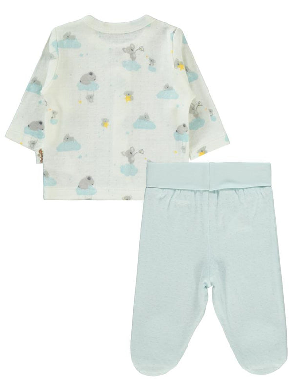 Bebetto Organic Stars and Koalas 1-6 Ay Pijama Takımı - Mavi