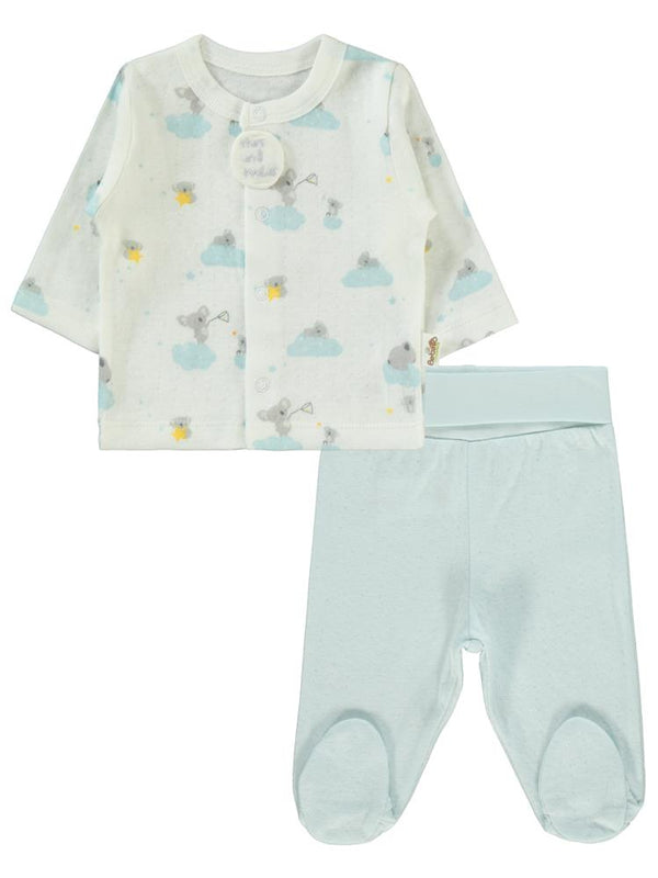 Bebetto Organic Stars and Koalas 1-6 Ay Pijama Takımı - Mavi