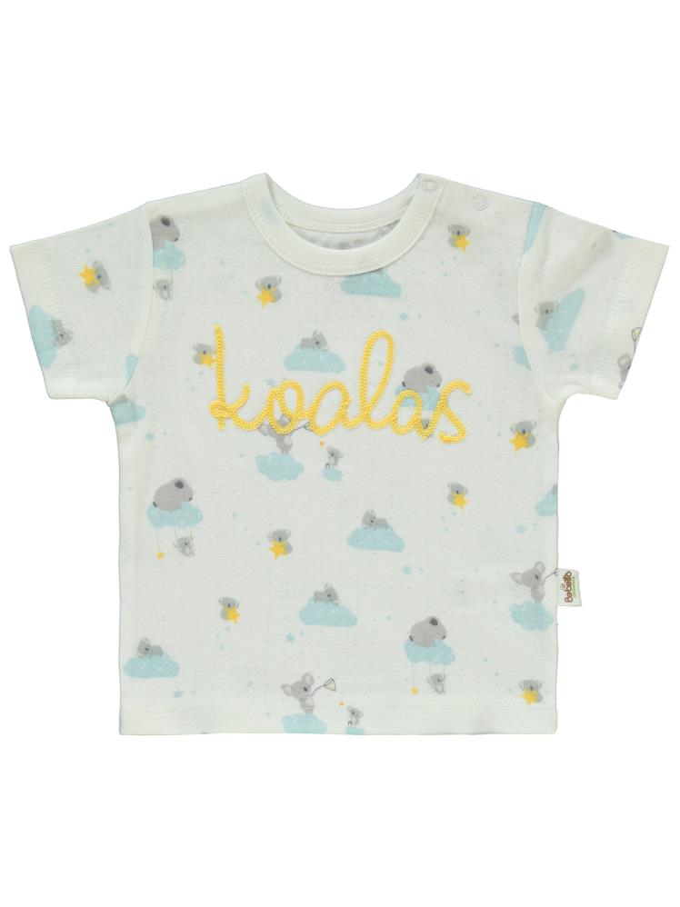Bebetto Organic Stars and Koalas 0-24 Ay Pijama Takımı - Mavi