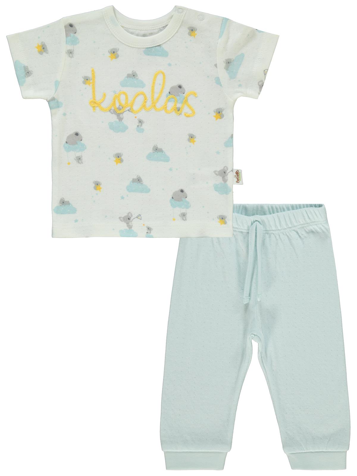 Bebetto Organic Stars and Koalas 0-24 Ay Pijama Takımı - Mavi