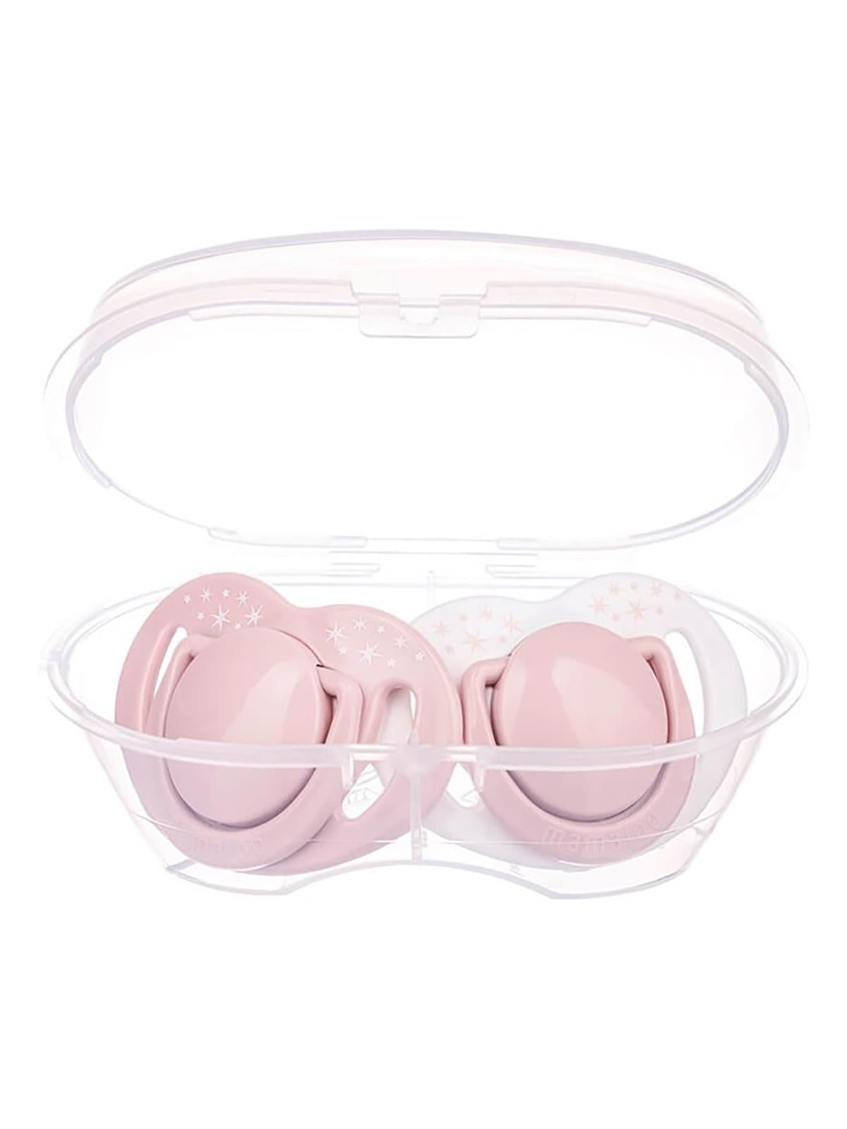 Mamajoo Sterilizasyon & Saklama Kutulu Desenli İkili Ortodontik Emzik 6 Ay+ - Pembe