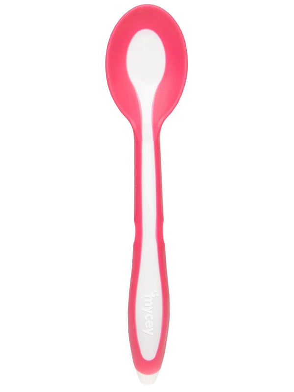 Mycey Taşıma Kutulu Mama Kaşığı-Yumuşak Uçlu - Pembe