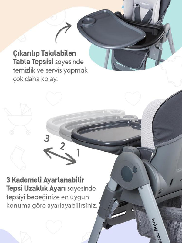 Babycare Flex Lüks Mama Sandalyesi - Gri