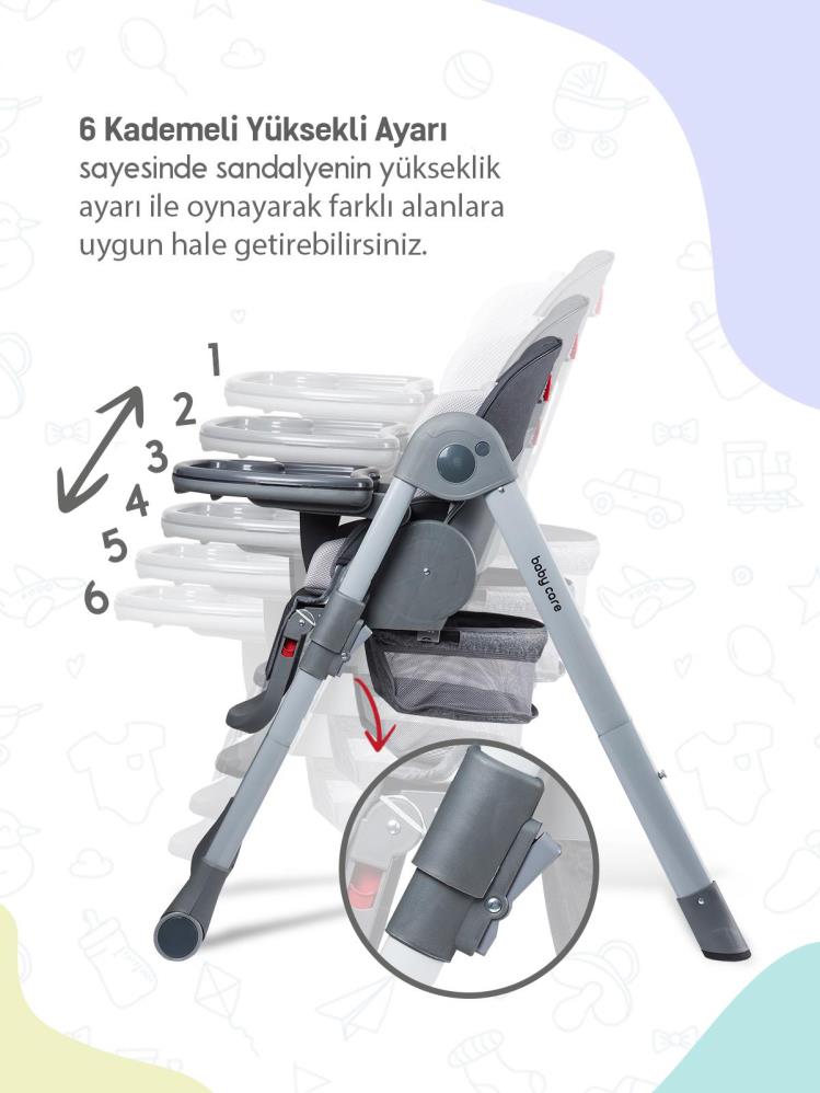 Babycare Flex Lüks Mama Sandalyesi - Gri