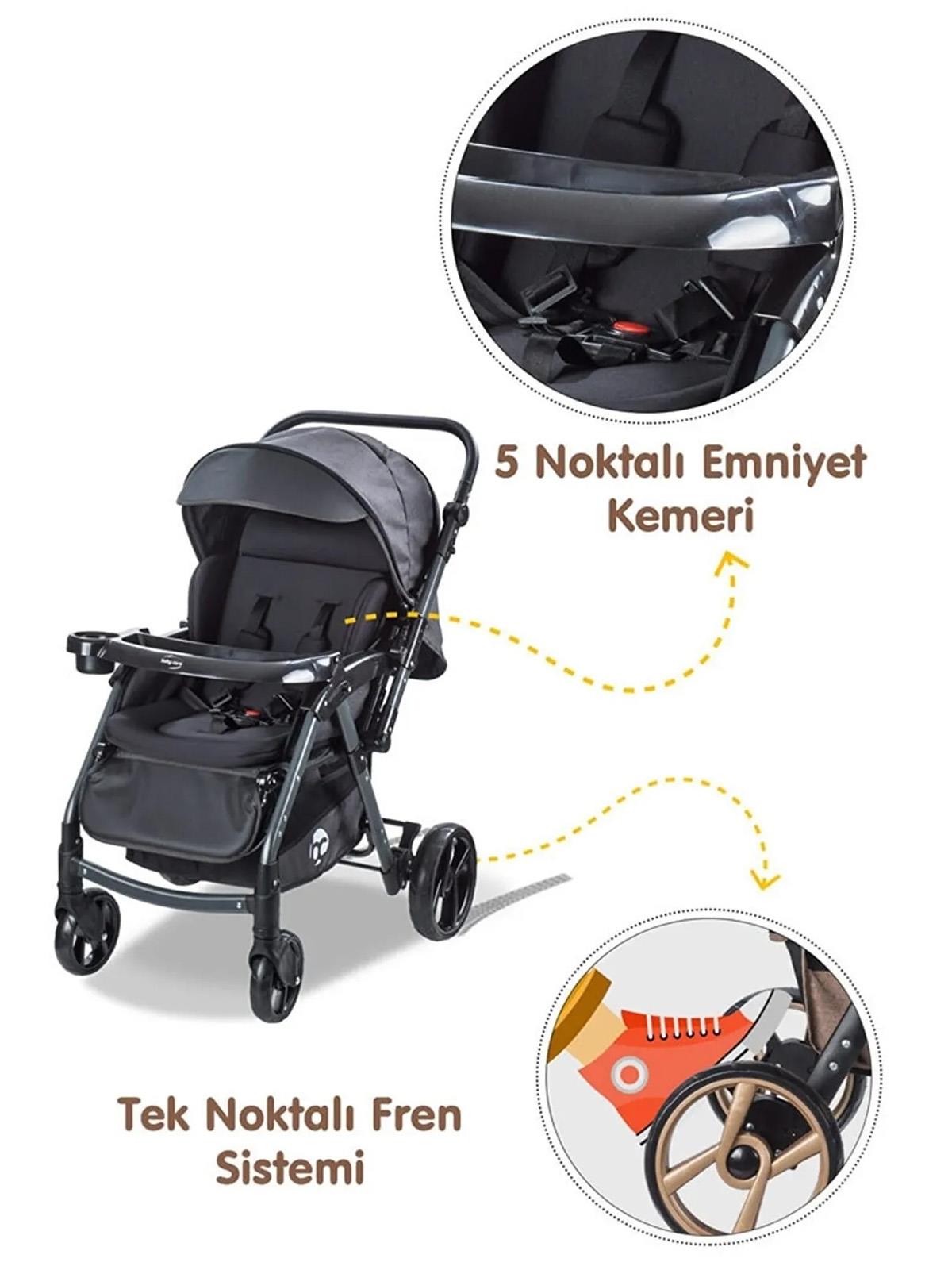 Babycare Combo Maxi Pro Çift Yönlü Bebek Arabası - Siyah