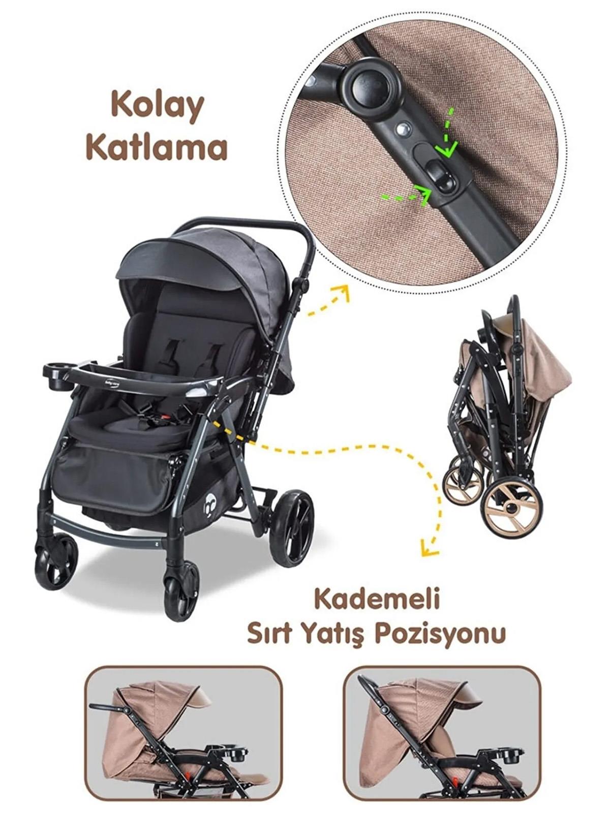 Babycare Combo Maxi Pro Çift Yönlü Bebek Arabası - Siyah
