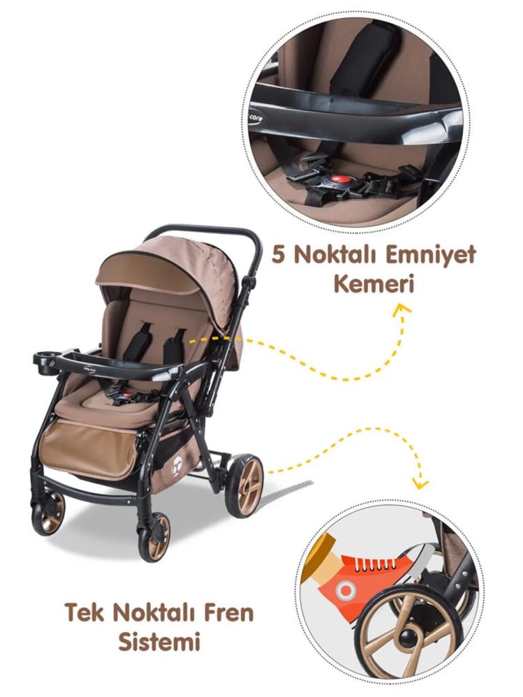 Babycare Combo Maxi Pro Çift Yönlü Bebek Arabası - Kahverengi