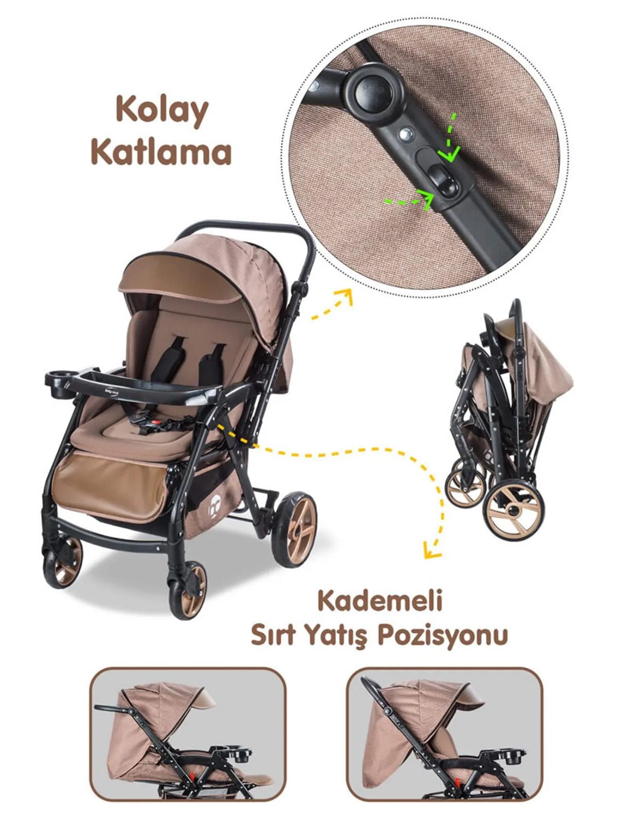 Babycare Combo Maxi Pro Çift Yönlü Bebek Arabası - Kahve
