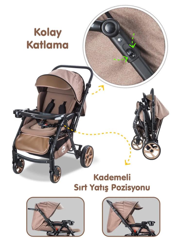 Babycare Combo Maxi Pro Çift Yönlü Bebek Arabası - Kahverengi