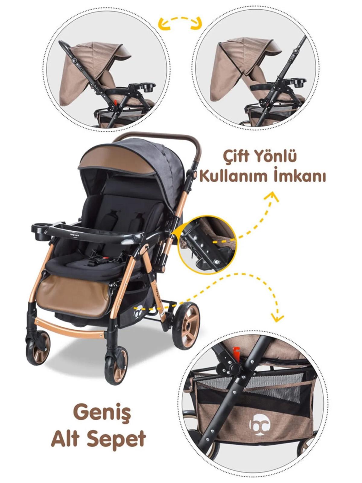 Babycare Combo Maxi Pro Çift Yönlü Bebek Arabası - Siyah