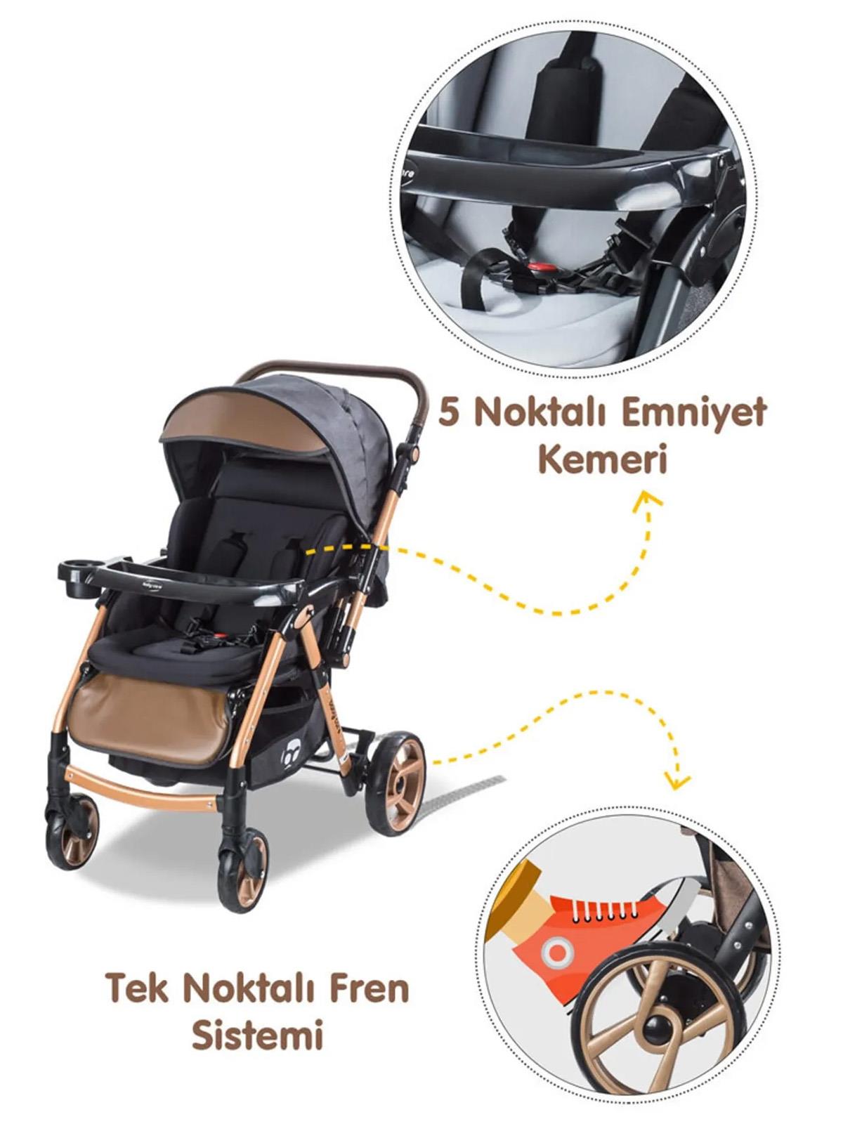 Babycare Combo Maxi Pro Çift Yönlü Bebek Arabası - Siyah