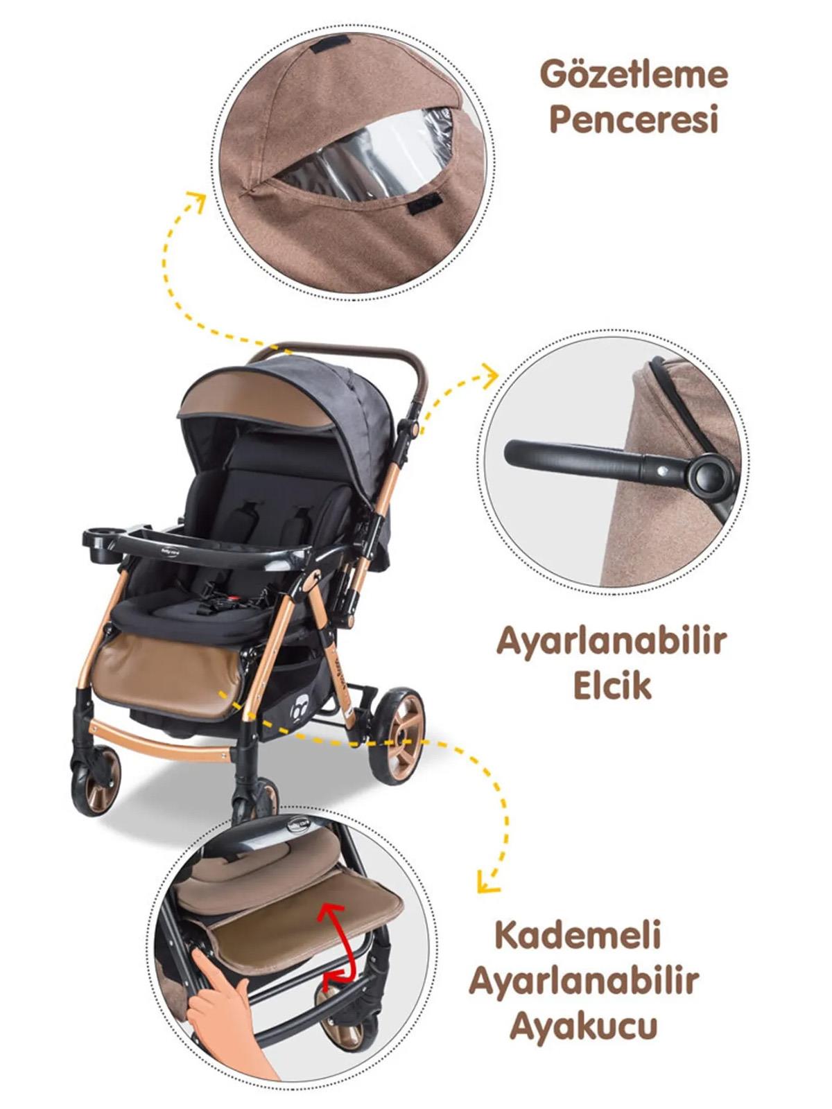 Babycare Combo Maxi Pro Çift Yönlü Bebek Arabası - Siyah