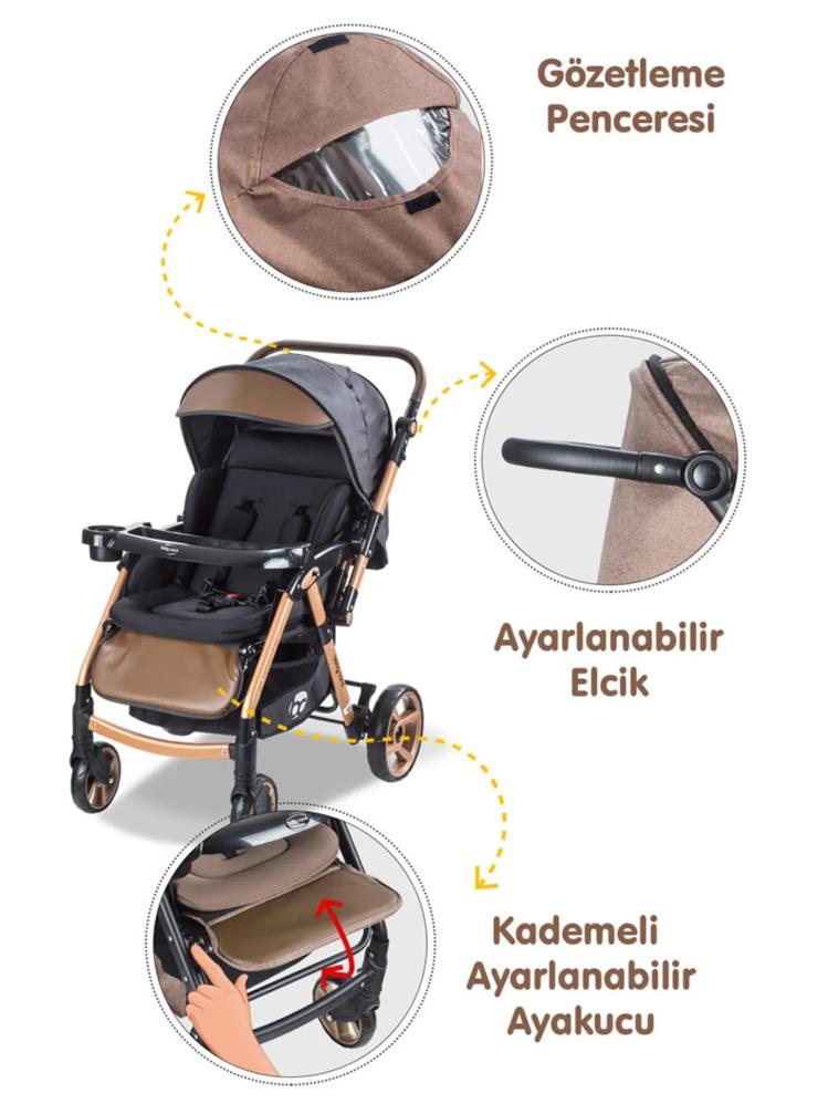 Babycare Combo Maxi Pro Çift Yönlü Bebek Arabası - Siyah