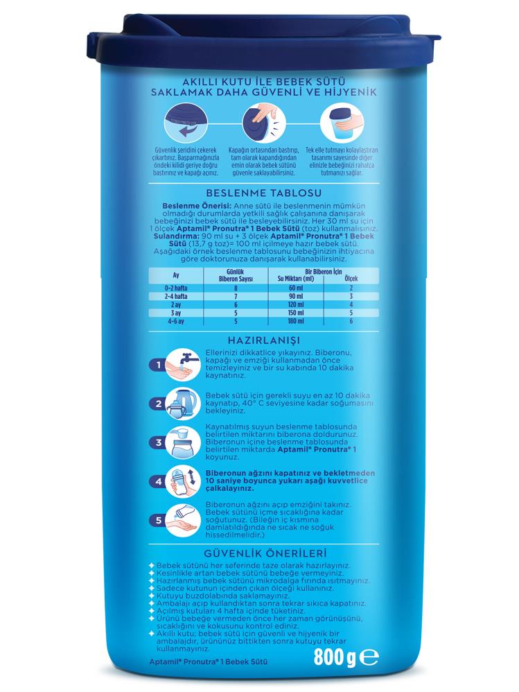 Aptamil 1 Bebek Sütü 800 g 0-6 Ay Akıllı Kutu