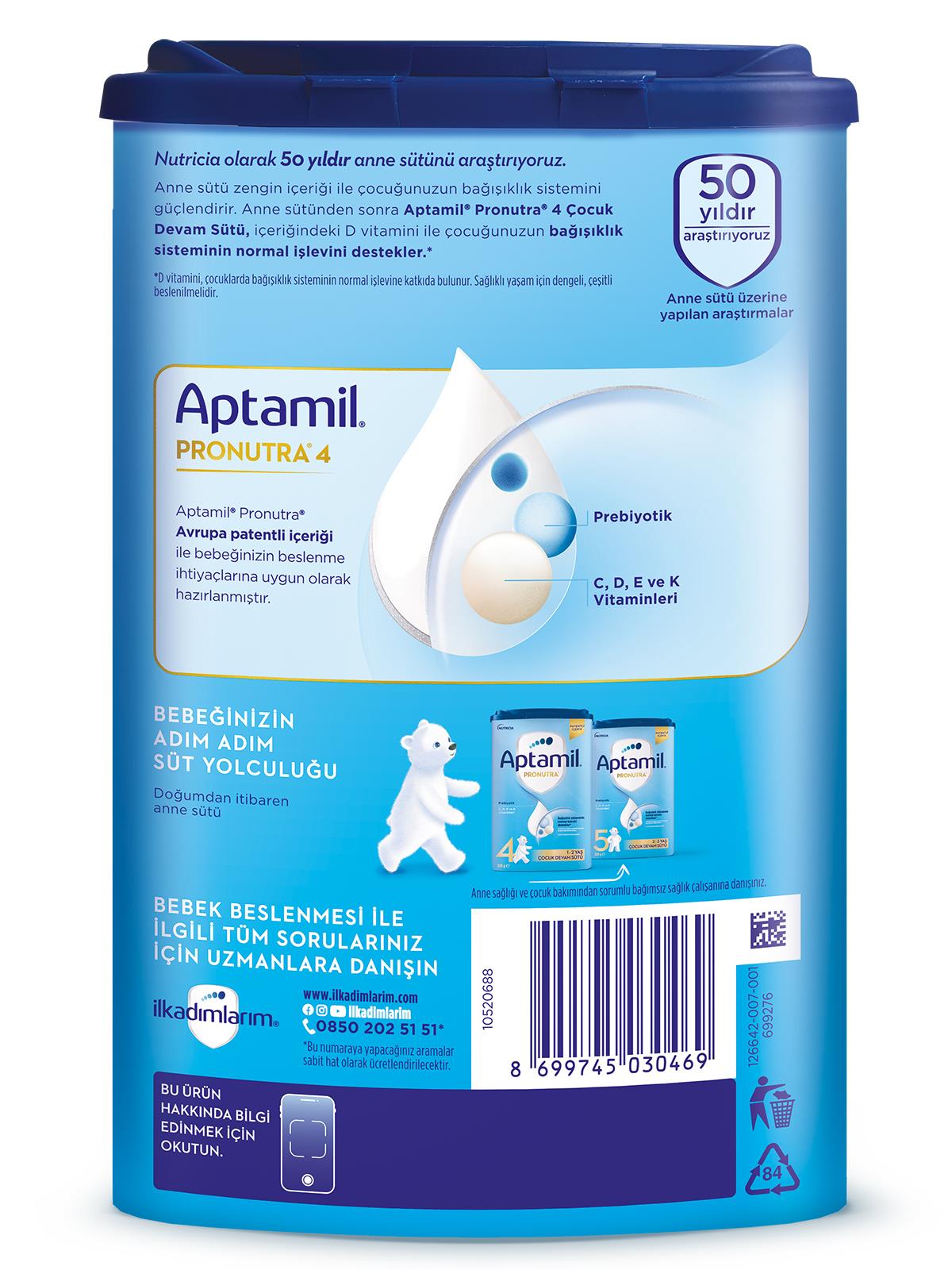 Aptamil 4 Çocuk Devam Sütü 800 g 1 Yaş+ Akıllı Kutu