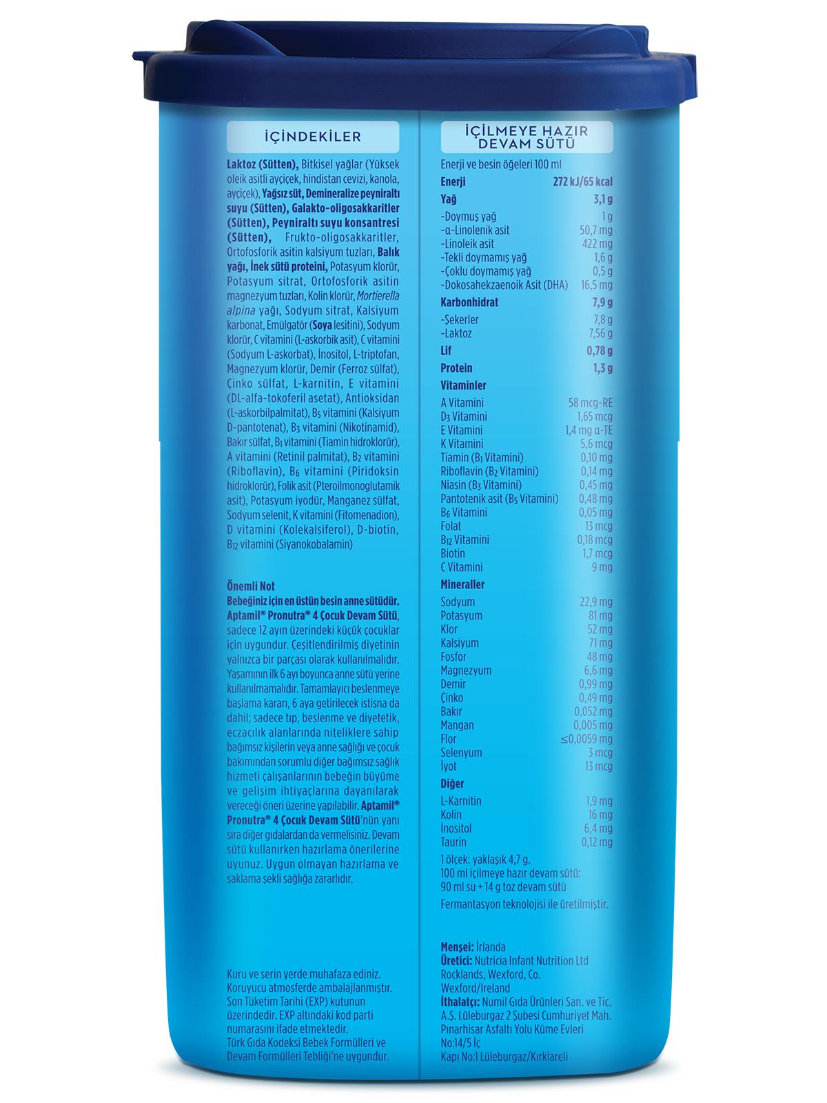 Aptamil 4 Çocuk Devam Sütü 800 g 1 Yaş+ Akıllı Kutu