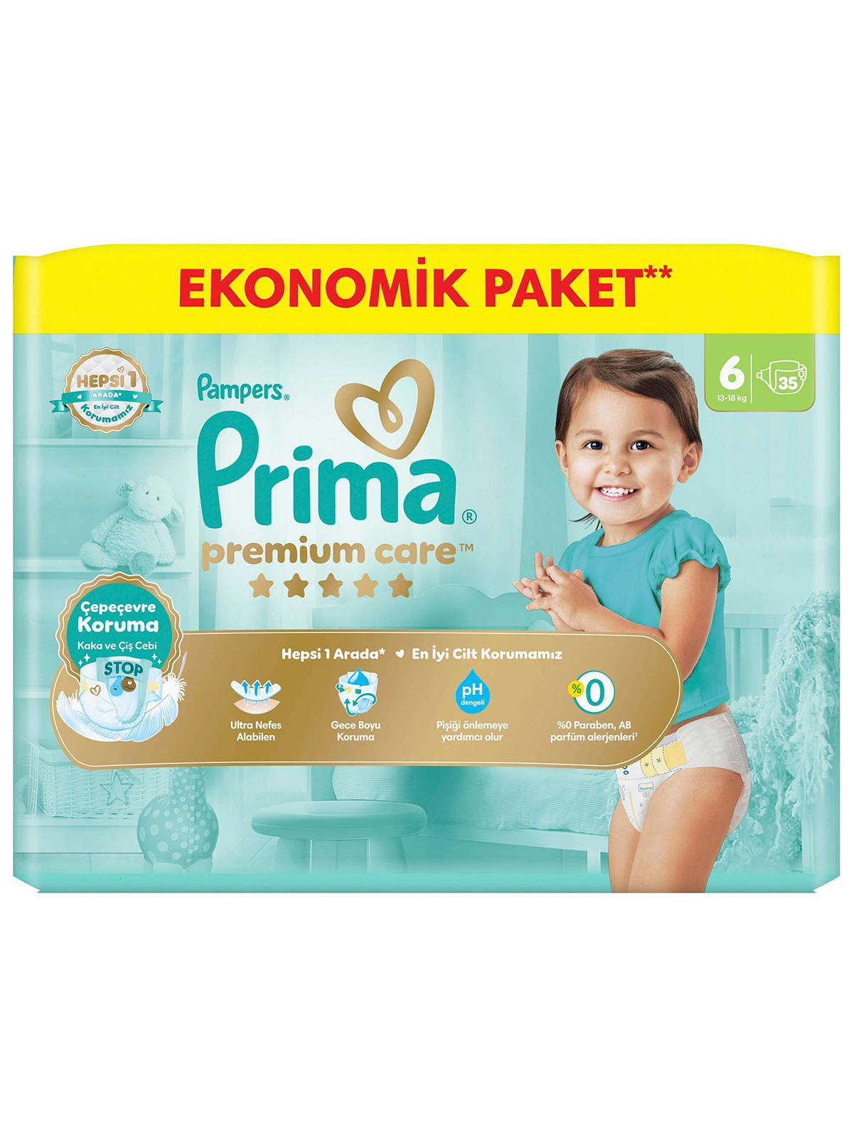 Prima Premium Care 6 Beden Bebek Bezi Extra Large Ekonomik Paket 35 Adet