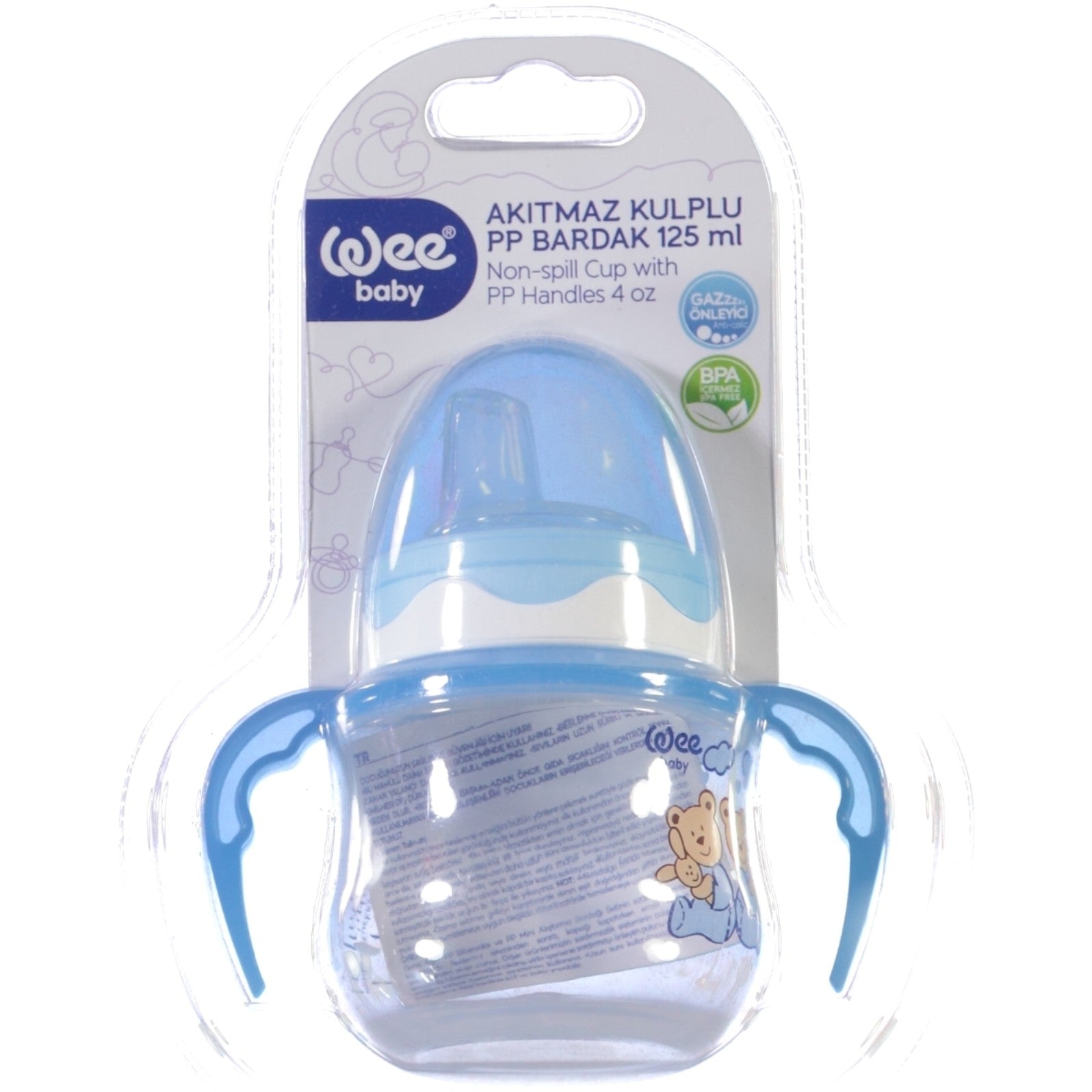 Wee Baby Antıkolok Akıtmaz Kuplı Bardak 125 cc - Mavi