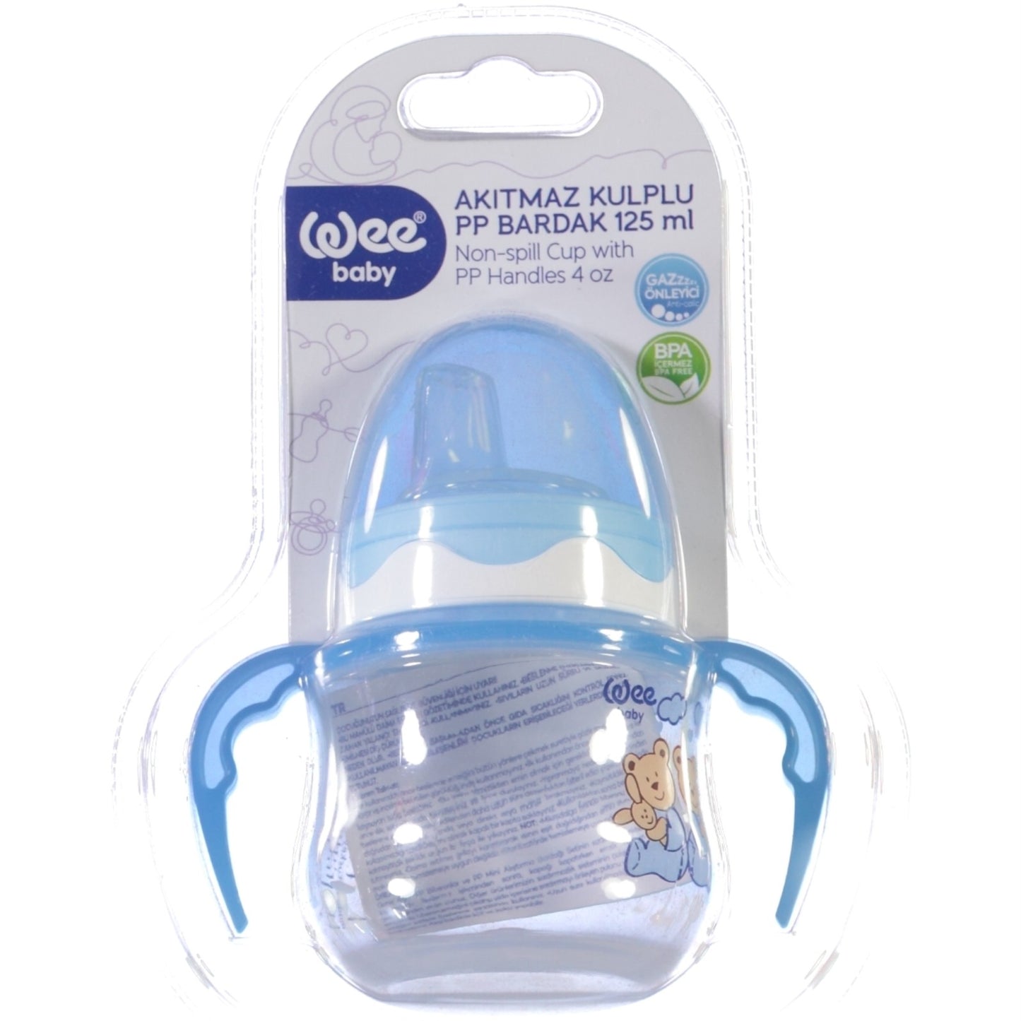 Wee Baby Antıkolok Akıtmaz Kuplı Bardak 125 cc - Mavi