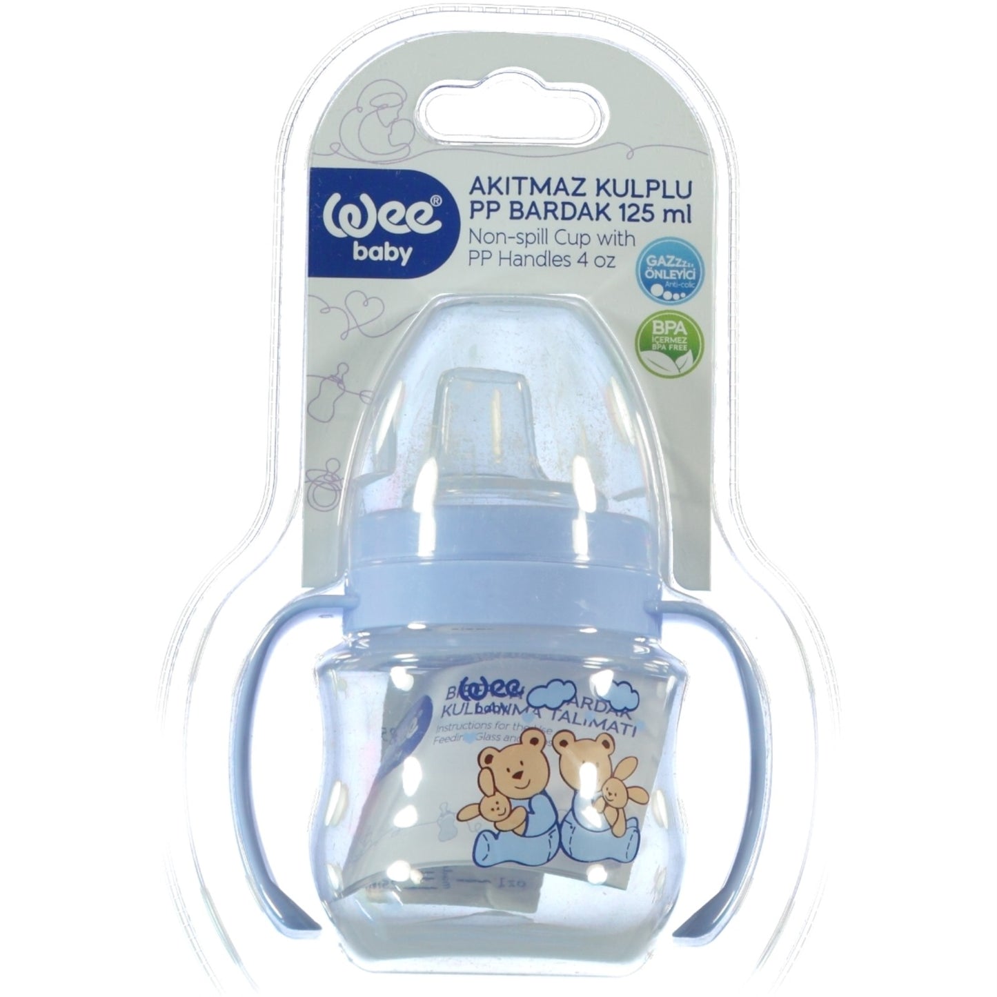 Wee Baby Antıkolok Akıtmaz Kuplı Bardak 125 cc - Mavi
