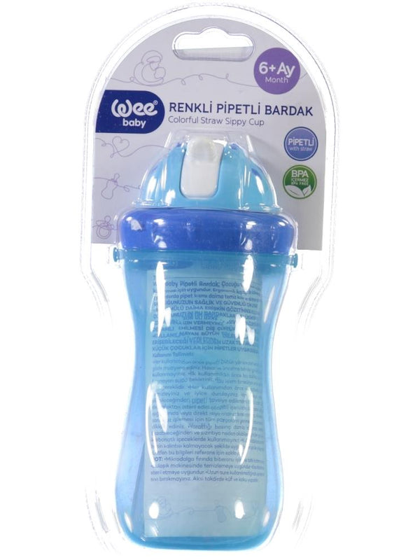 Wee Baby Renkli Pipetli Bardak 340 ml - Mavi