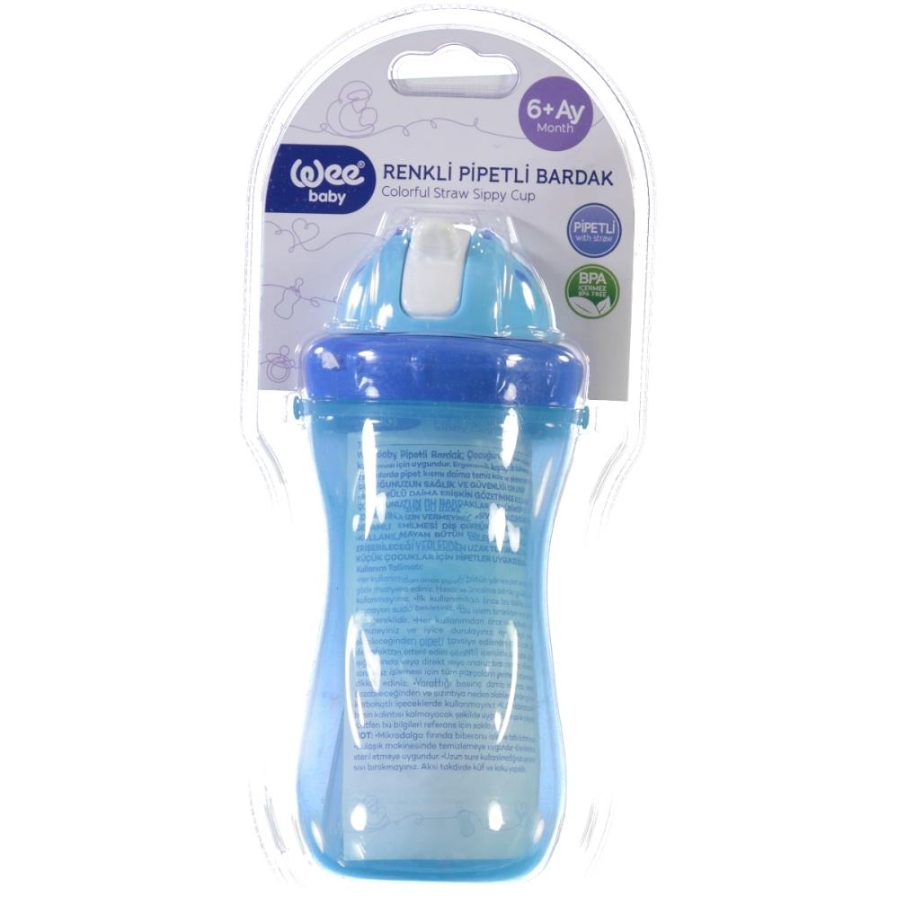Wee Baby Renkli Pipetli Bardak 340 ml - Mavi