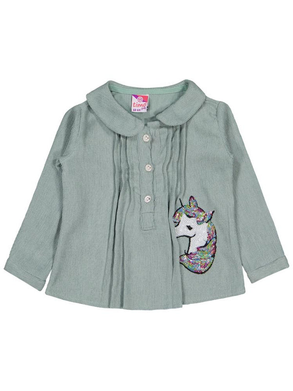 Timo U/K Kız Nervürlü Şönil 1-18 Ay Gömlek - Yeşil