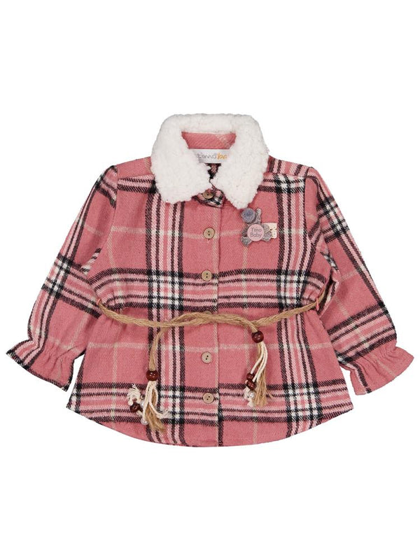 Timo U/K Ekose Kız 1-18 Ay Elbise - Pudra