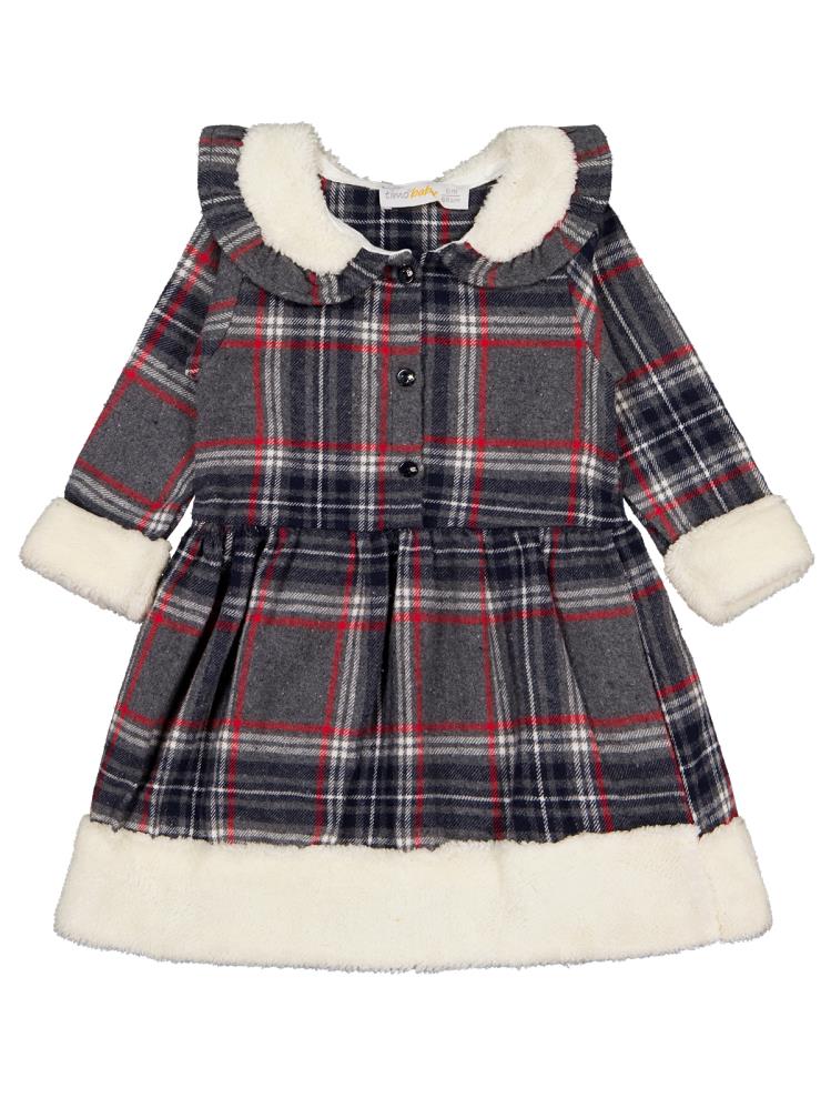 Timo U/K Kız Ekose 1-18 Ay  Elbise - Gri