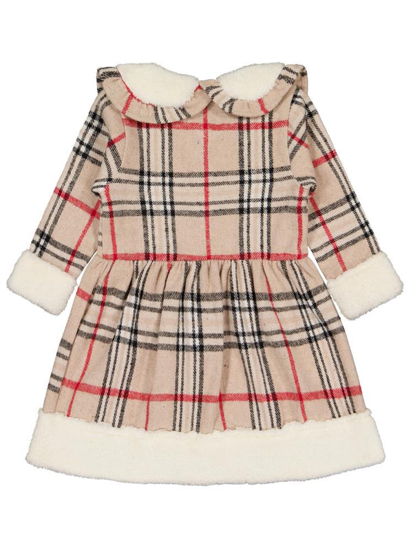 Timo U/K Kız Ekose 1-18 Ay  Elbise - Bej