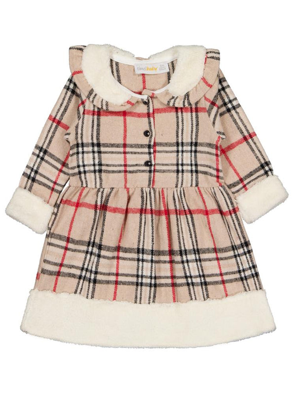 Timo U/K Kız Ekose 1-18 Ay  Elbise - Bej