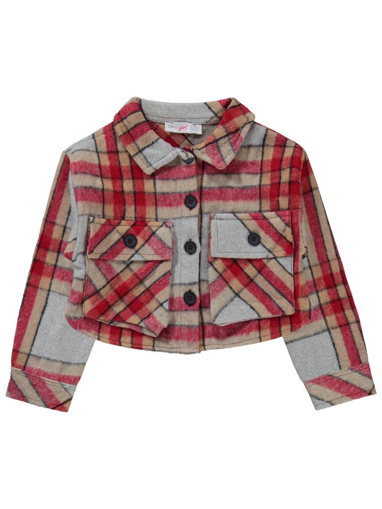 Timo Ekose Kapaklı Cepli Kız 6-9 Ceket - Gri